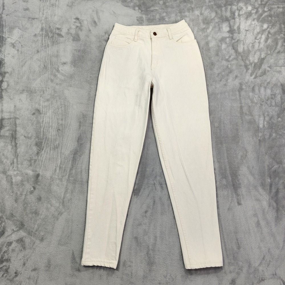 Vintage Lands End Jeans Women 6 Cream High Rise Tapered Leg Denim Mom 90s Preppy